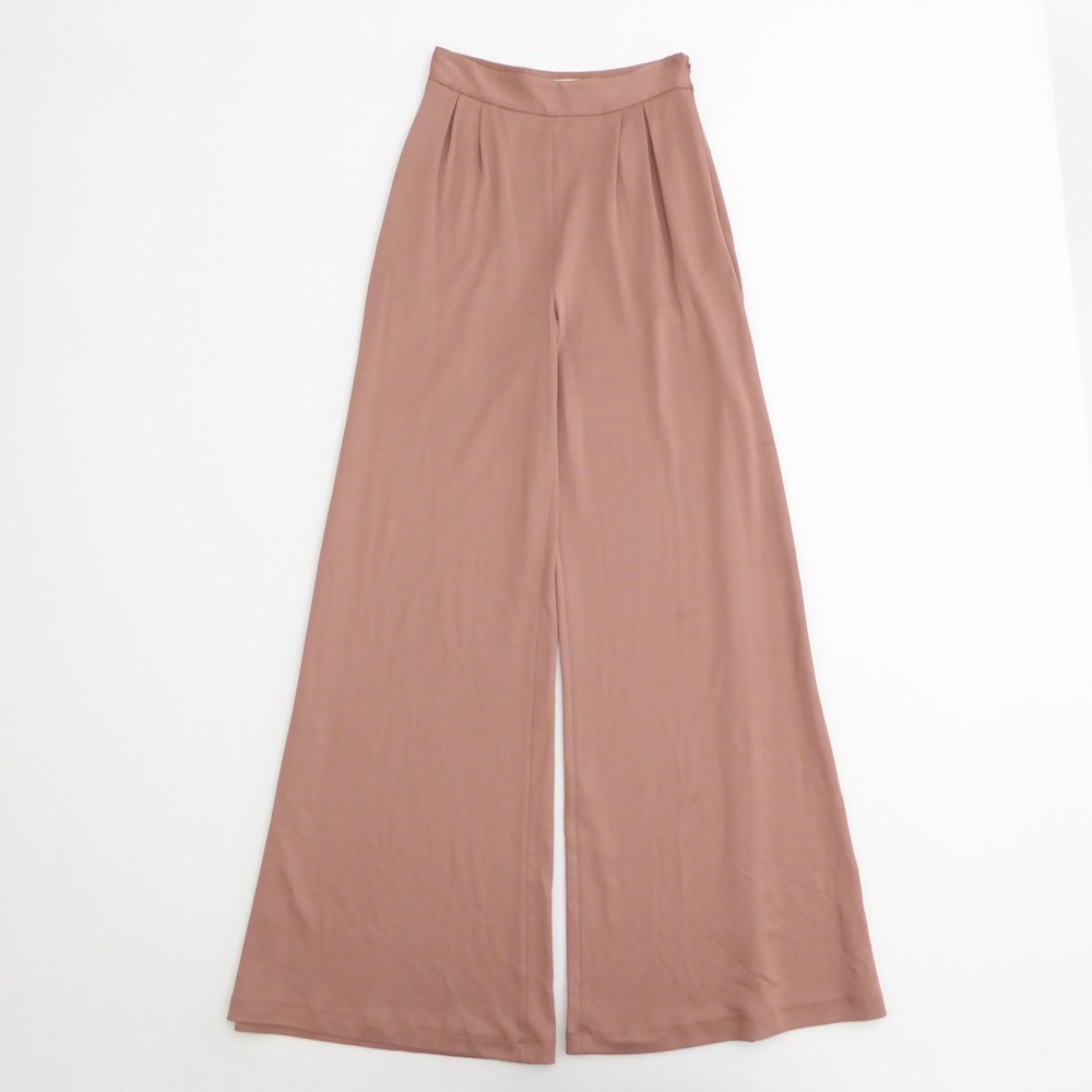 Fleur du Mal Womens Wide Leg Pants Rose Pink Pleated Silk Blend Size 0